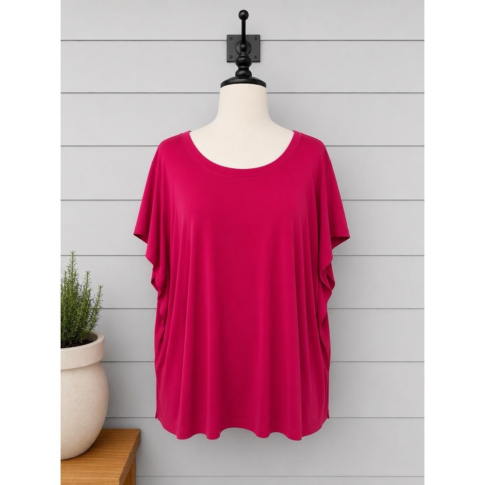 Susan Graver Modern Essentials Liquid Knit Top Travel Stretch Pink Size 4X